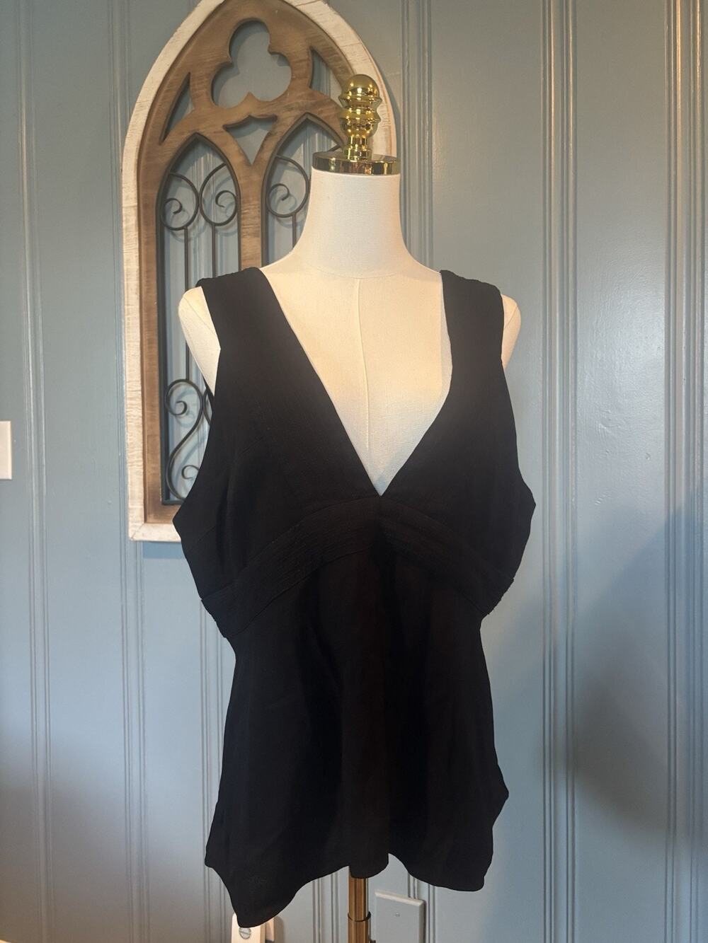 Chelsea28 Whimsigoth Witchy Sexy Womens Black Solid V-Neck Zip Back Tank Top